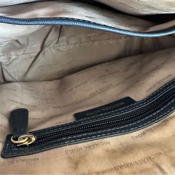 MK Michael Kors Blue and Gold Medium purse with crossbody straps and handles - Picture 14 of 16